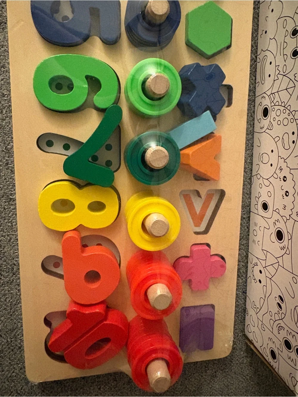 Wooden Numbers & Shapes Puzzle - Multicolor Educational Board